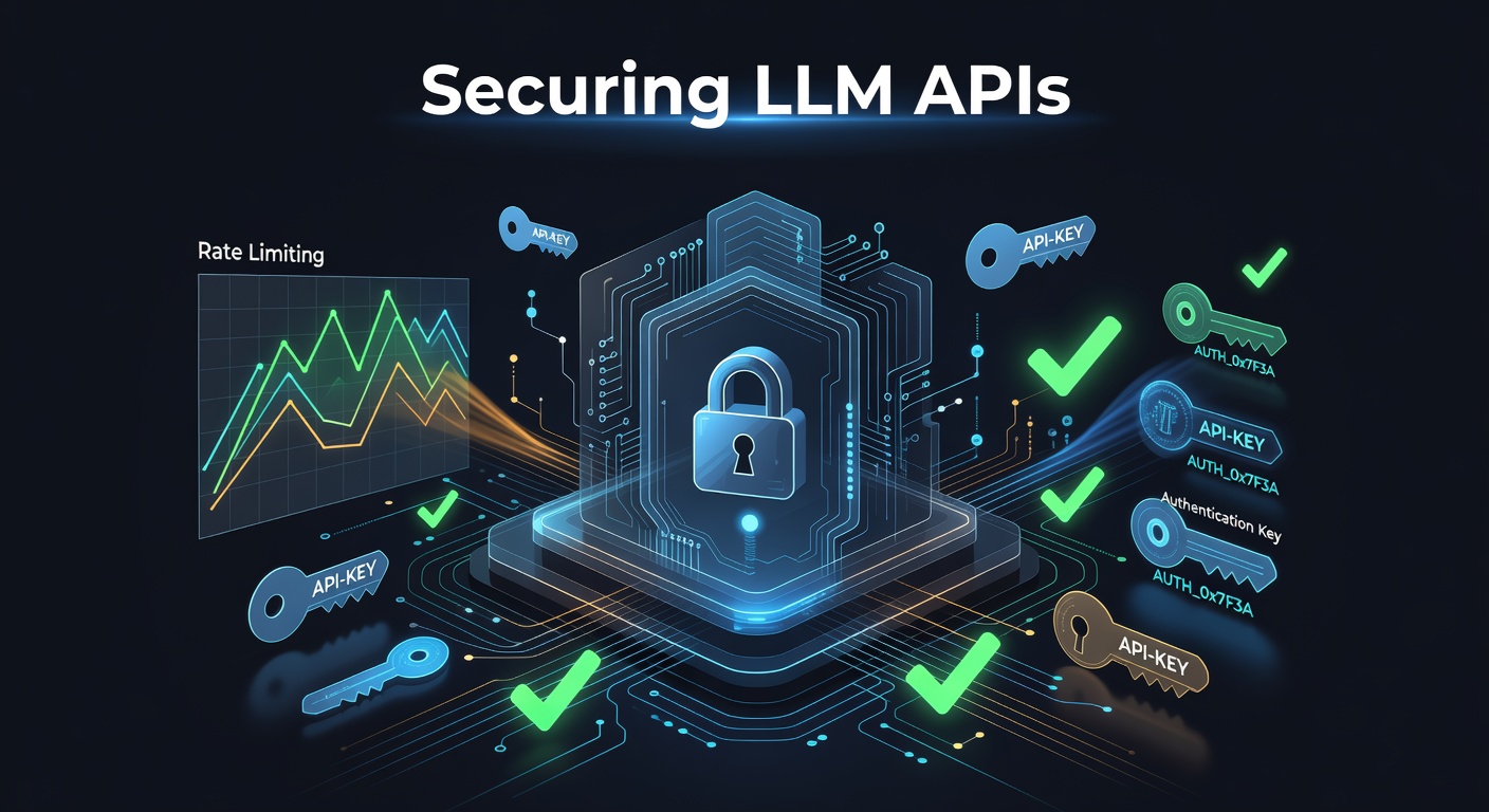 Abstract visualization of LLM API security and access control